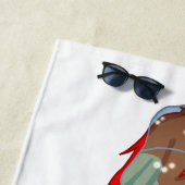 Mädchen mit Regenschirm in Wind Positives Zitat Strandtuch (Beispiel)