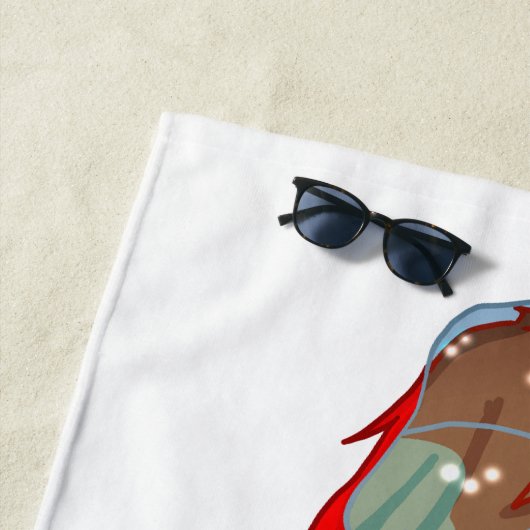 Mädchen mit Regenschirm in Wind Positives Zitat Strandtuch (Beispiel)