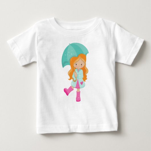 Mädchen mit Regenschirm, Mädchen in Regenmantel, o Baby T-shirt (Vorderseite)