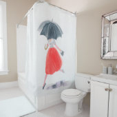 Mädchen mit Regenschirm. Modellierung.  Duschvorhang (Beispiel)