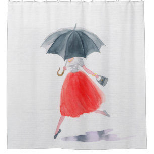 Mädchen mit Regenschirm. Modellierung. Duschvorhang