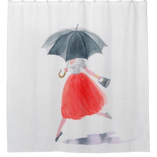 Mädchen mit Regenschirm. Modellierung.  Duschvorhang (Vorderseite)