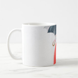 Mädchen mit Regenschirm. Modellierung. Kaffeetasse