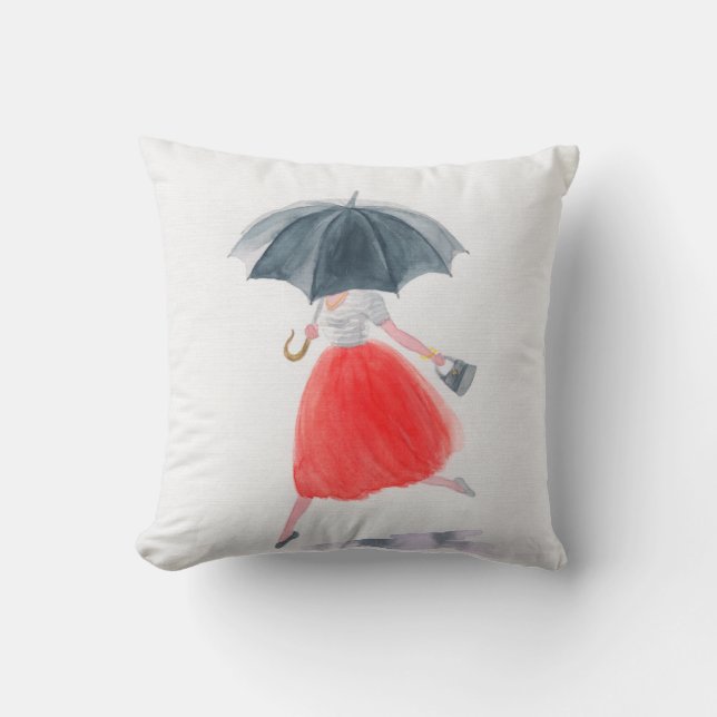 Mädchen mit Regenschirm. Modellierung.  Kissen (Vorderseite)