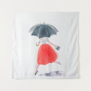 Mädchen mit Regenschirm. Modellierung. Wandteppich