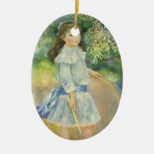 Mädchen mit Reifen von Pierre Renoir, Vintage Fine Keramikornament
