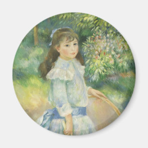 Mädchen mit Reifen von Pierre Renoir, Vintage Fine Magnet