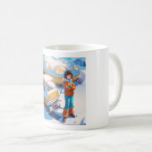 Mädchen mit Retro-Schneemobil Kaffeetasse (VorderseiteRechts)