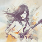 Mädchen mit Rockmusik Aufkleber (Vorderseite)