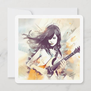 Mädchen mit Rockmusik Einladung