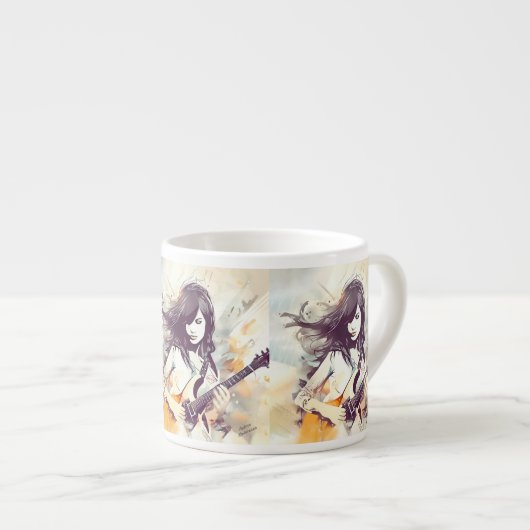 Mädchen mit Rockmusik Espressotasse (Vorderseite Rechts)