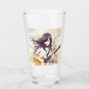 Mädchen mit Rockmusik Glas