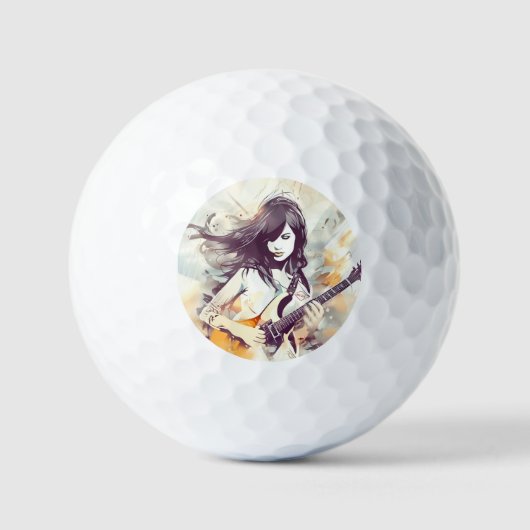 Mädchen mit Rockmusik Golfball (Vorderseite)