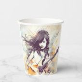 Mädchen mit Rockmusik Pappbecher (Vorderseite)