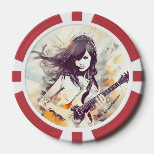 Mädchen mit Rockmusik Pokerchips