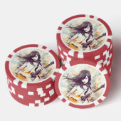Mädchen mit Rockmusik Pokerchips (Stapel)