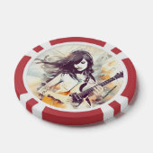 Mädchen mit Rockmusik Pokerchips (Einzeln)