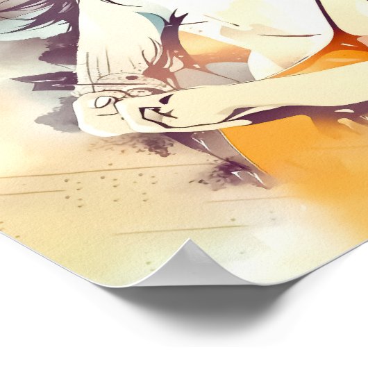 Mädchen mit Rockmusik Poster (Ecke)