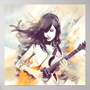 Mädchen mit Rockmusik Poster