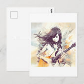 Mädchen mit Rockmusik Postkarte (Vorne/Hinten)