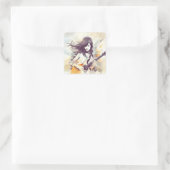 Mädchen mit Rockmusik Quadratischer Aufkleber (Tasche)