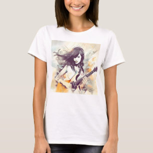 Mädchen mit Rockmusik T-Shirt