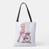 Mädchen mit rosa Bike Tote Tasche (Rückseite)