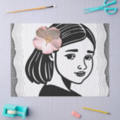 Mädchen mit rosa Blume Gewebepapier Seidenpapier (Basteln)