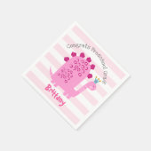 Mädchen mit rosa Dinosaurier zur Vorschulabschluss Serviette (Ecke)