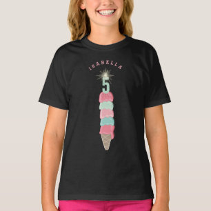 Mädchen mit rosa Eis-Sprühlicht zum 5. Geburtstags T-Shirt