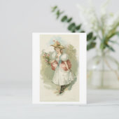 Mädchen mit rosa Rosen (ca. 1885) Postkarte (Stehend Vorderseite)
