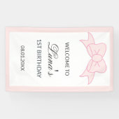 Mädchen mit rosa Schleife 1. Geburtstag Banner (Horizontal)