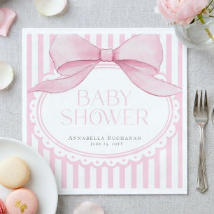 Mädchen mit rosa Schleife Coquette gestreifte Baby Serviette