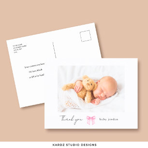 Mädchen mit rosa Schleife Foto Moderne Babyparty D Postkarte