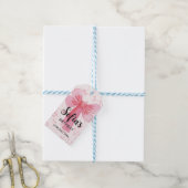 Mädchen mit rosa Schleife Geschenkanhänger (Mit Garn)