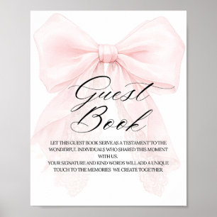 Mädchen mit rosa Schleife modernes Babyshower-Gäst Poster