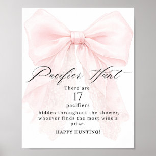 Mädchen mit rosa Schleife modernes Babyshower-Spie Poster