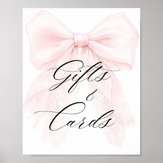 Mädchen mit rosa Schleife modernes Geschenkkarten- Poster (Vorne)