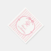 Mädchen mit rosa Schleife zum ersten Geburtstag Serviette (Ecke)