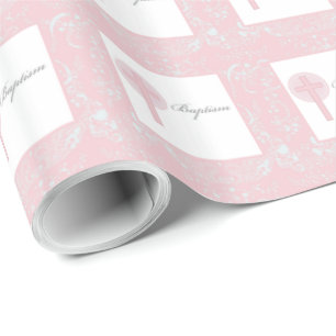 Mädchen mit rosa Spitze Taufe Geschenkpapier