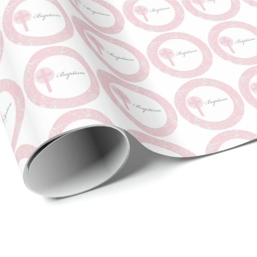 Mädchen mit rosa Spitze Taufe Geschenkpapier (Rolleneckpunkt)