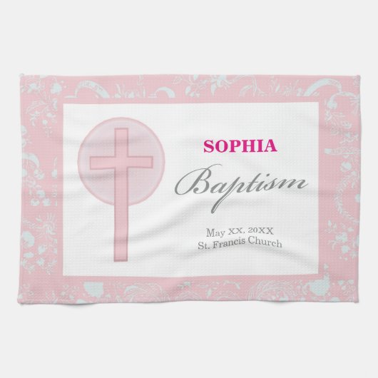 Mädchen mit rosa Spitze Taufe Handtuch (Horizontal)