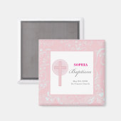 Mädchen mit rosa Spitze Taufe Magnet (Vorderseite/Rückseite)