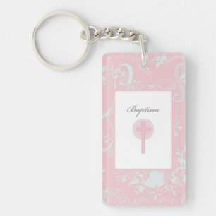 Mädchen mit rosa Spitze Taufe Schlüsselanhänger