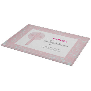 Mädchen mit rosa Spitze Taufe Schneidebrett