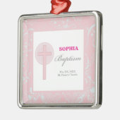 Mädchen mit rosa Spitze Taufe Silbernes Ornament (Links)