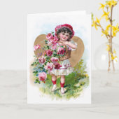 Mädchen mit Rose Karte (Gelbe Blume)