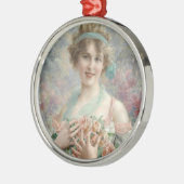 Mädchen mit Rose Ornament Aus Metall (Links)