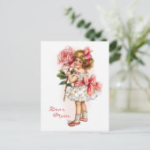 Mädchen mit Rose Postkarte (Stehend Vorderseite)