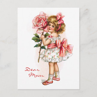 Mädchen mit Rose Postkarte